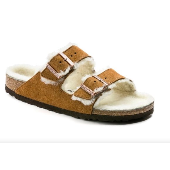 Birkenstock Arizona Sz 40/ Men's 7 Fur Lined Sandals Mink - Picture 9 of 10